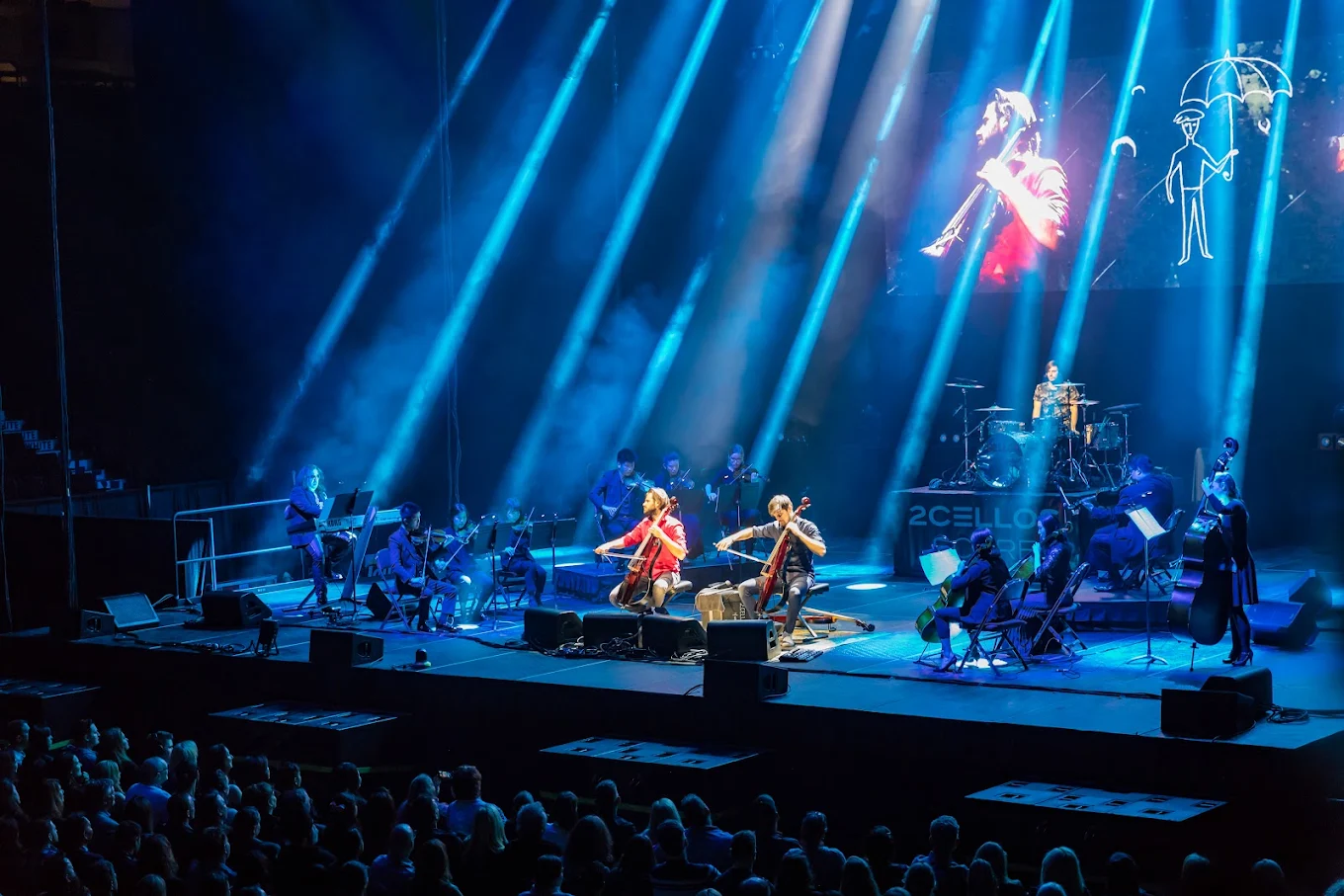 Arena concert with a full lighting rig