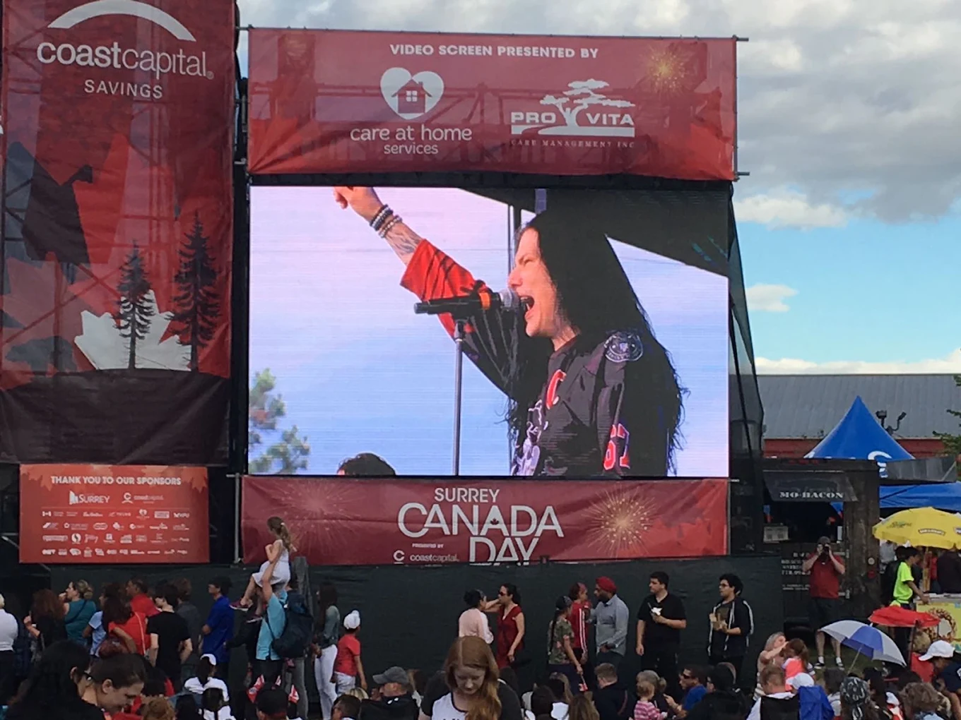 Outdoor LED wall at a Canada Day event