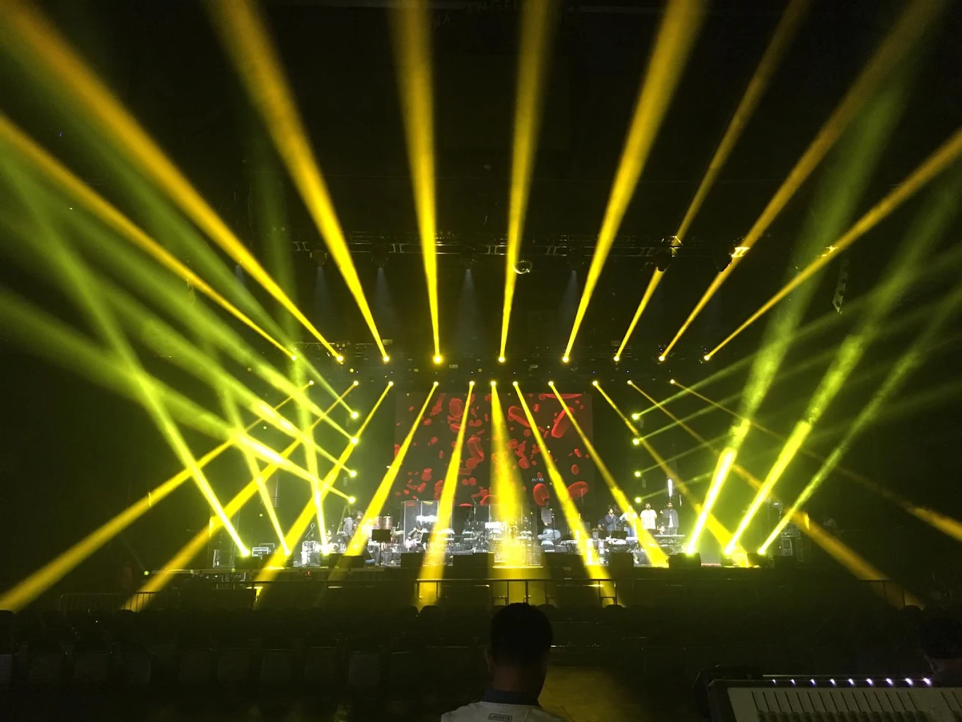 Tour lighting rig in a haze